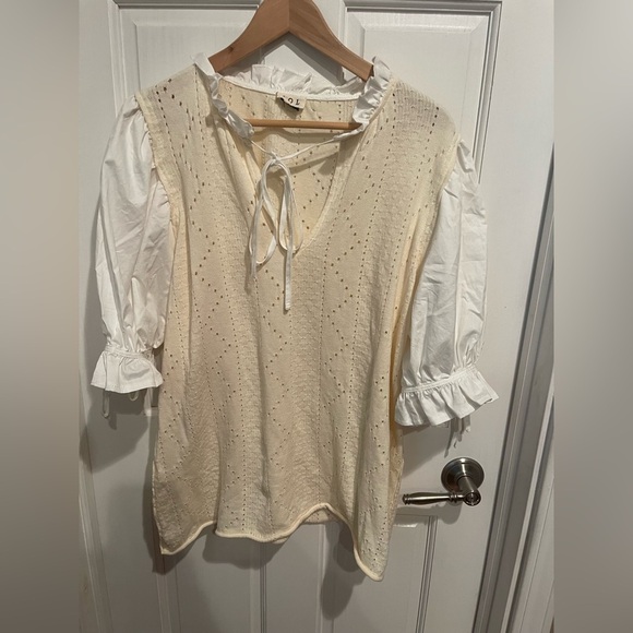 POL by Anthropology Cream Eyelet Top - Picture 2 of 5